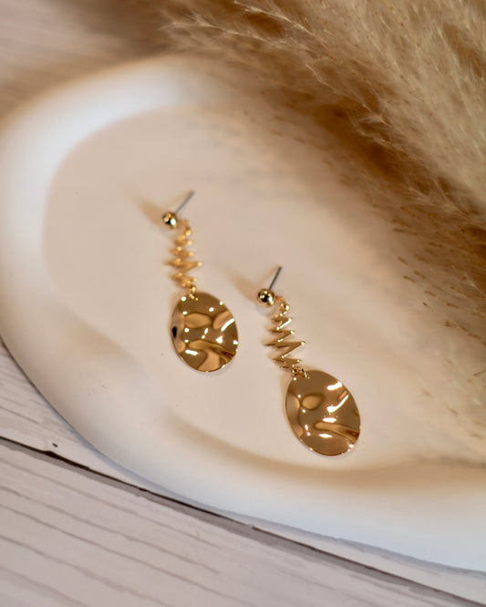 Textured Disc & Bar Drop Earrings