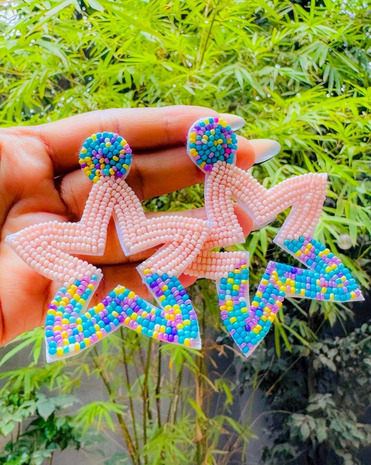 Vibrant Multi-Color Star Bead Drop Earrings - Occean By Soumali