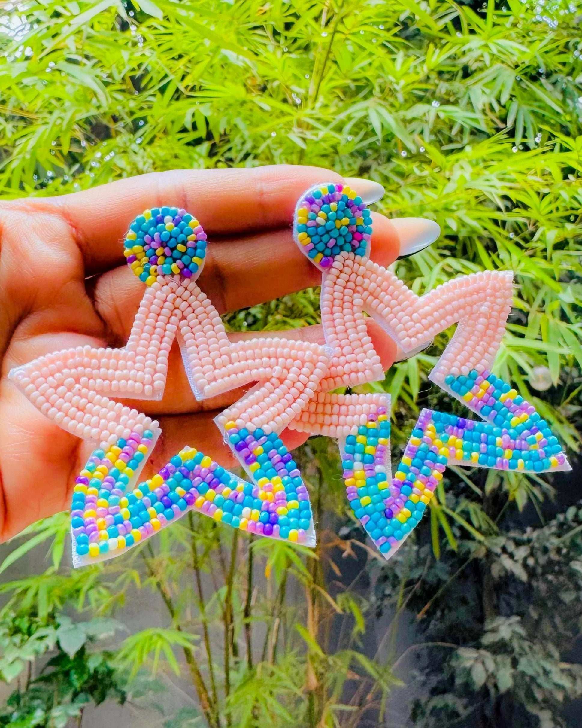 Vibrant Multi-Color Star Bead Drop Earrings - Occean By Soumali